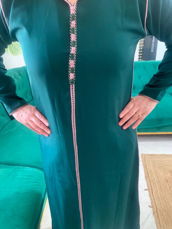Djellaba Jelaba brodé vert neuf - photo numéro 4