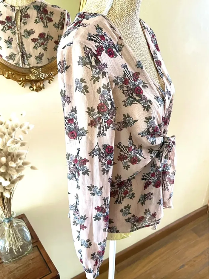 Sublime blouse chemise fluide chic fluide Haut Transparent Floral - photo numéro 12