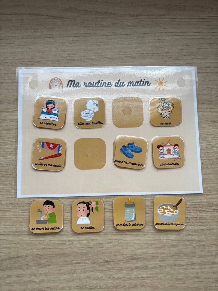 Lot de 2 tableaux routine du matin et du soir