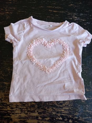 Tee-shirt MC cœur fleur 12 mois