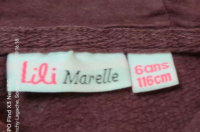 Veste de jogging fille 6ans-116cm Lili Marelle Réduction jusqu'à -70% - photo numéro 2