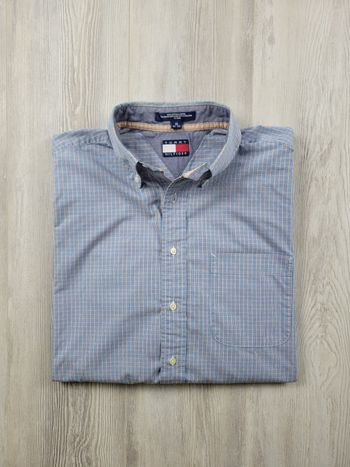 Chemise Tommy Hilfiger XL manches longues – carreaux bleu orange