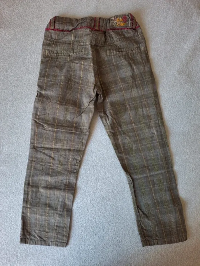 Pantalon carreaux gris beige lcdp taille 4 ans - photo numéro 3