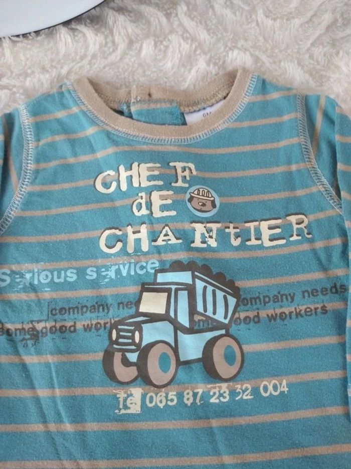 Lot de 2 tee shirt chemise manches longues Garçon 6 mois Chef de chantier Teddy chien - photo numéro 12