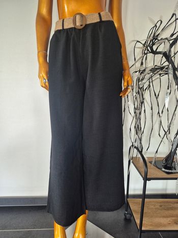 Pantalon Femme Palazzo Noir avec ceinture Taille S/M