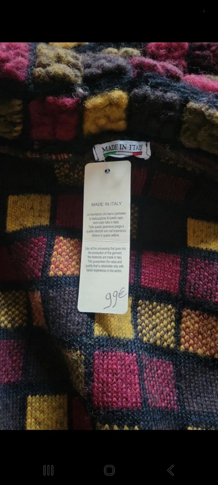 Manteau original laine bouillie multicolore - photo numéro 7