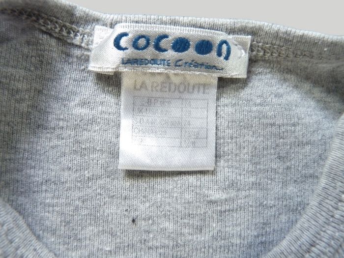 Body manches longues jersey gris noir moustaches Cocoon 12 mois 74 cm garçon - photo numéro 3