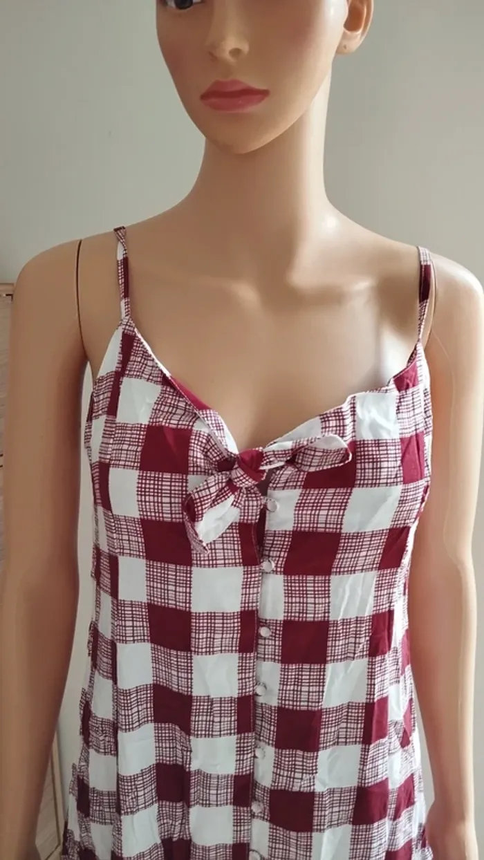 Top haut tunique blouse bordeaux blanc taille xs femme - photo numéro 3