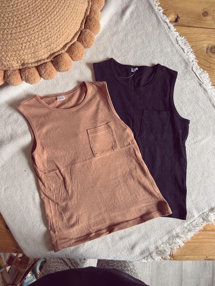Lot de 2 débardeur noir et marron camel zeeman 110/116