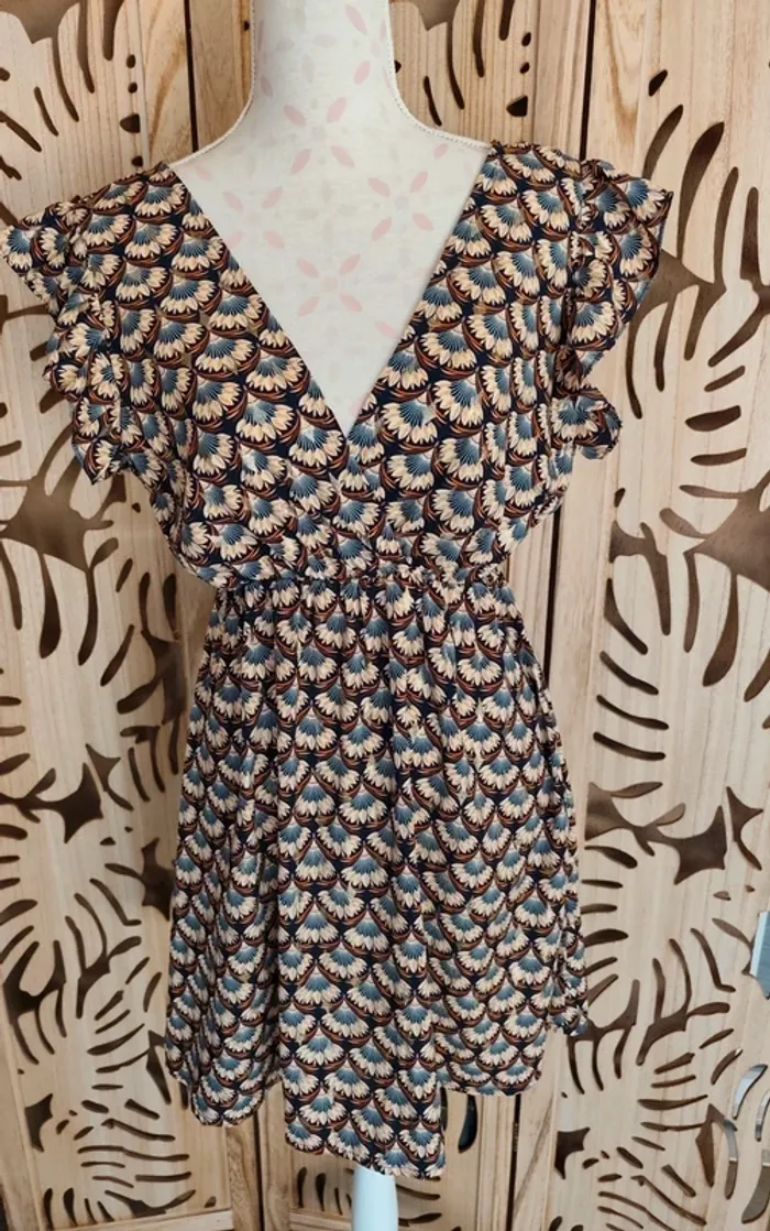 Robe imprimée dorée entrelacés T S/M