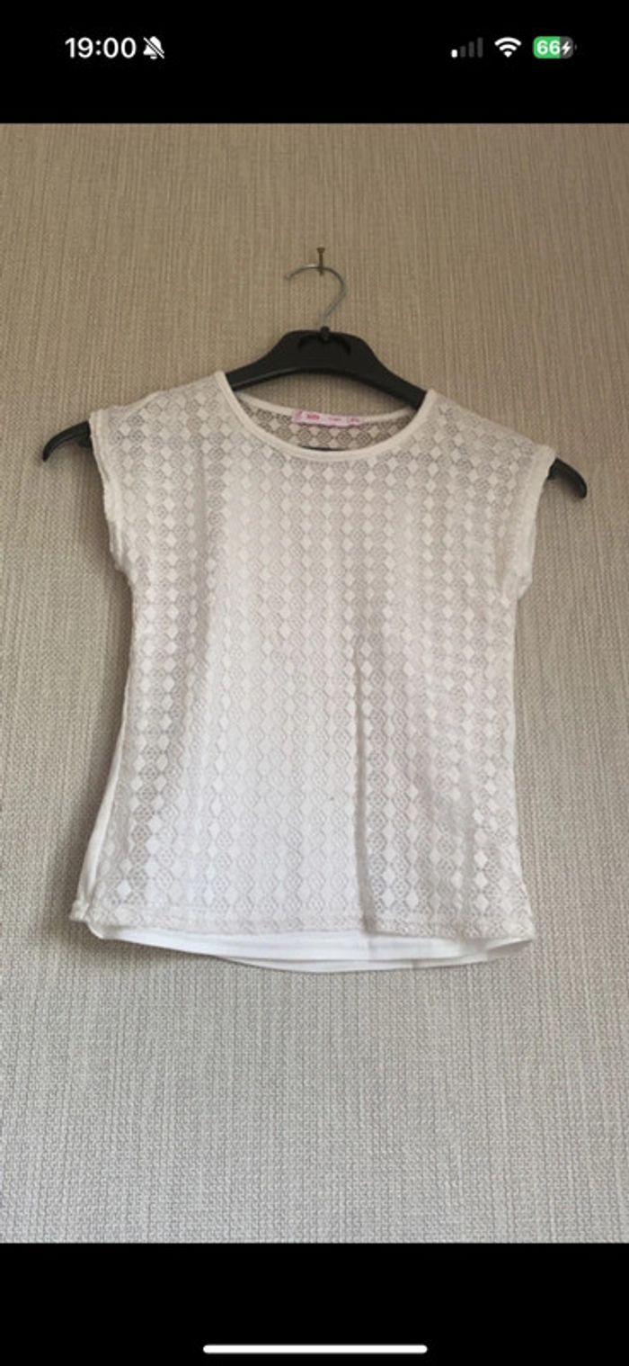T-shirt 6 ans blanc en dentelle gemo