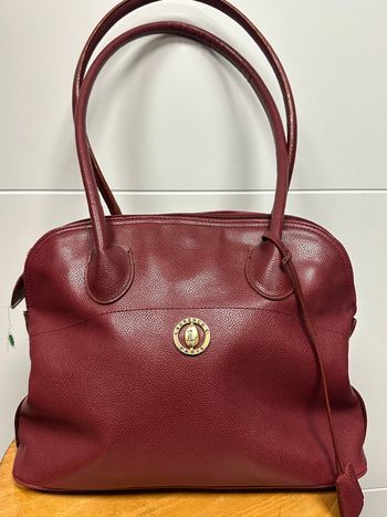 Sac à main en cuir bordeaux/rouge