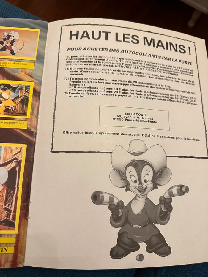 Album Panini complet souris Fievel au Far West American Tail goes west stickers Euroflash - photo numéro 3