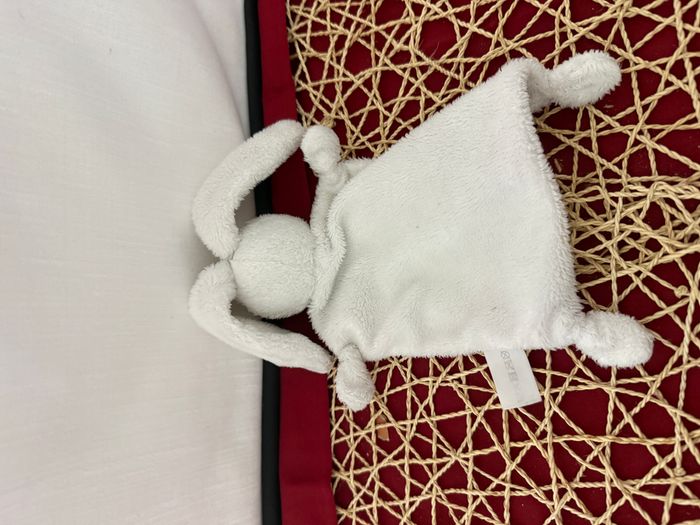 Doudou Lapin Plat Blanc Marron Empreinte NICOTOY - photo numéro 2