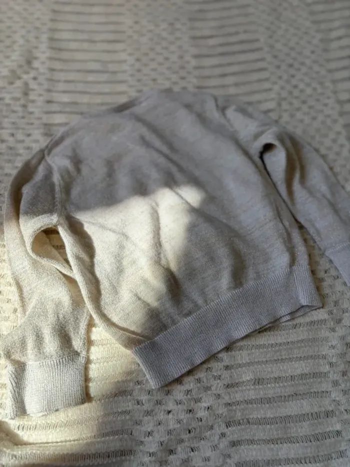 Cardigan fille beige à paillettes dorées 2 ans - photo numéro 5