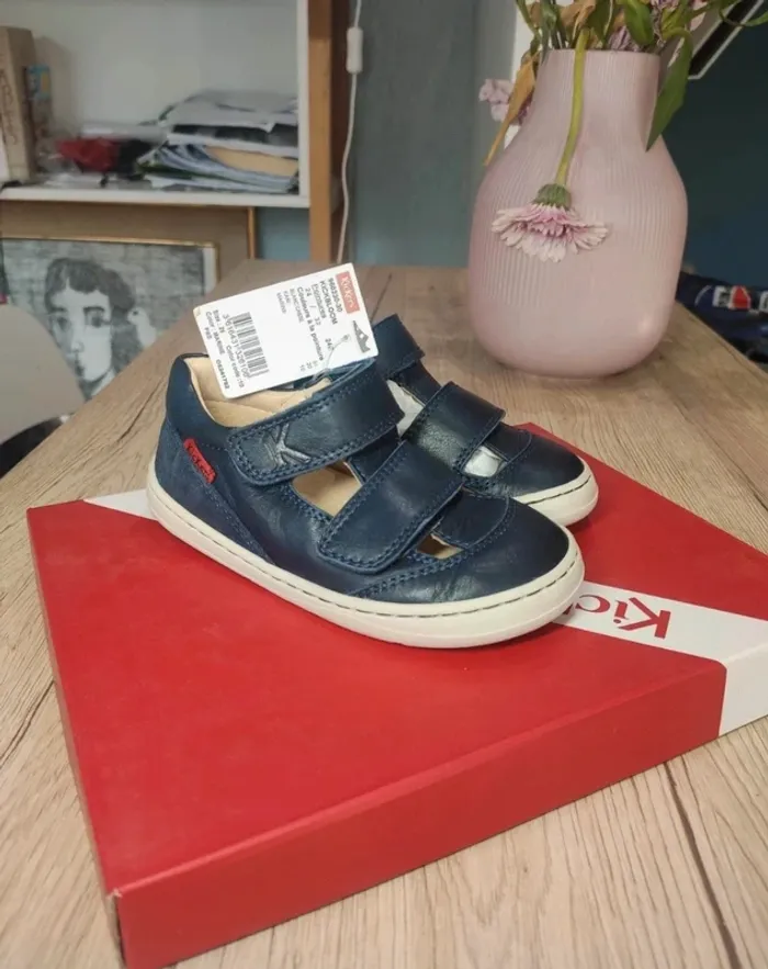 Basket cuir kickers neuves 25 bleu marine - photo numéro 3