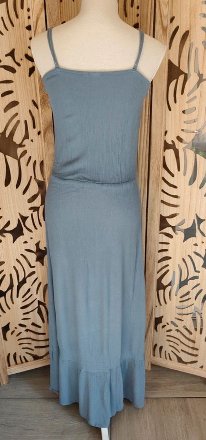 Robe longue fluide fines bretelles bleu-gris Taille S ICHI - photo numéro 5