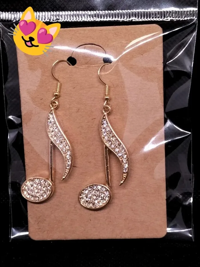 Boucles d'oreilles notes de musique doré