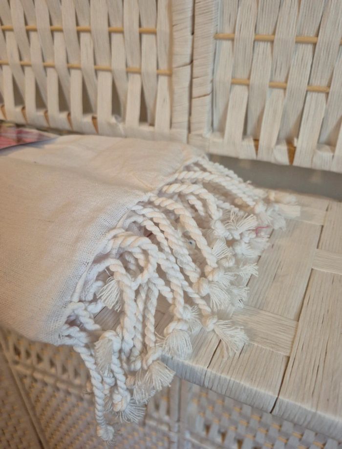 💕jolie Fouta neuve / Drap de plage 100% coton jaune et rose💕 - photo numéro 5