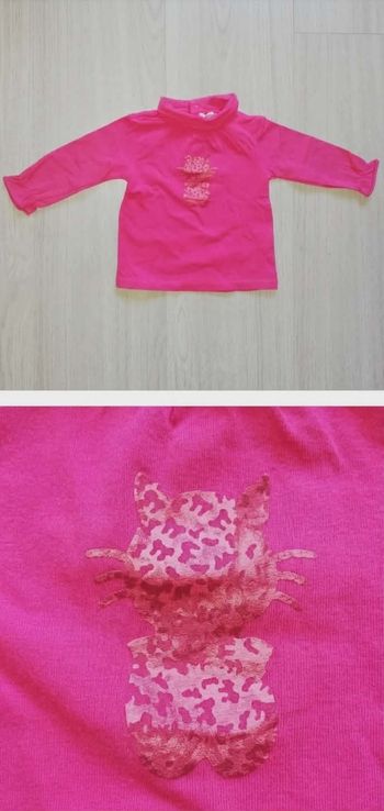 T-shirt Manches Longues Fuchsia Chaton Léopard - Obaïbi - 6 mois