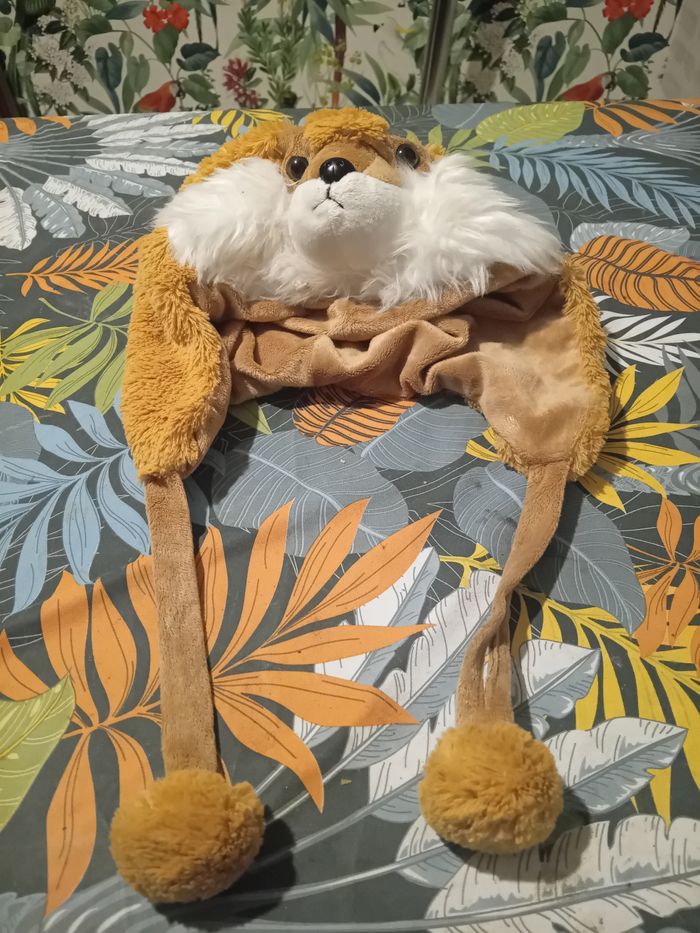 Bonnet renard peluche avec pompons - photo numéro 2