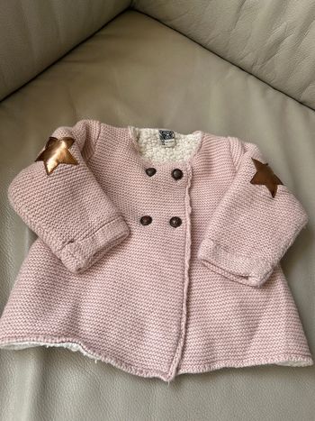 Gilet Veste en maille doublé pilou rose pale 12 mois Tape à l’œil