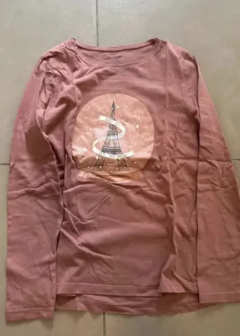 🌸 T-shirt rose manches longues fille – Kiabi – Taille 12 ans 🌸