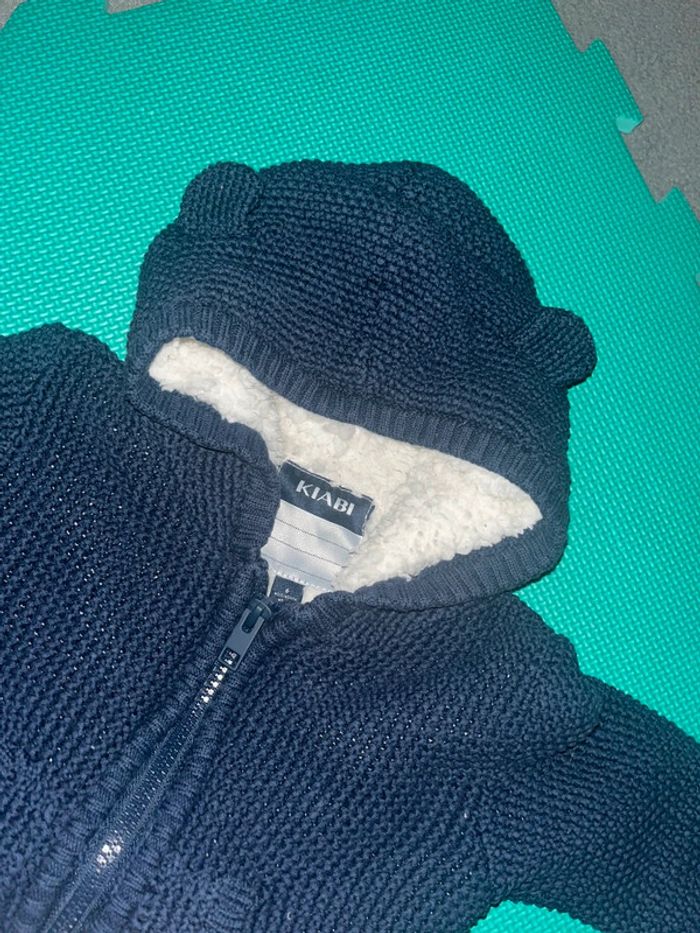 Gilet chaud bleu fourree capuche oreille Kiabi 6M - photo numéro 3