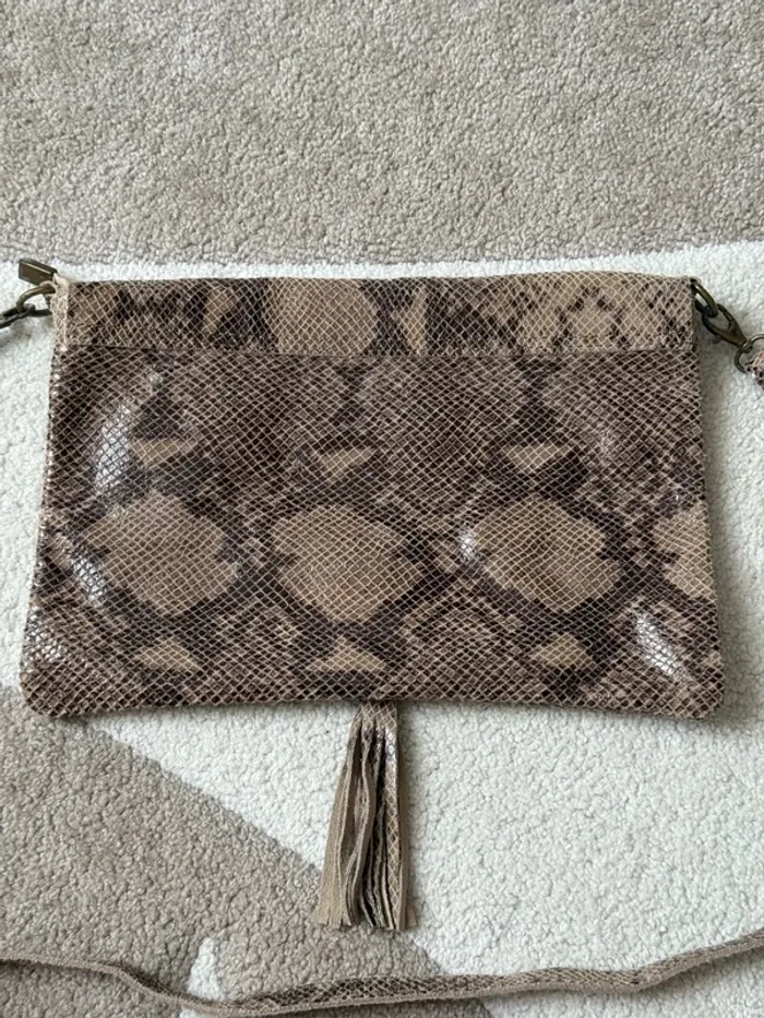 Sac bandoulière cuir effet python – Genuine Leather - photo numéro 5