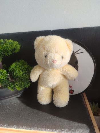 Doudou peluche ours jaune orange vintage ancien pantin DD003573