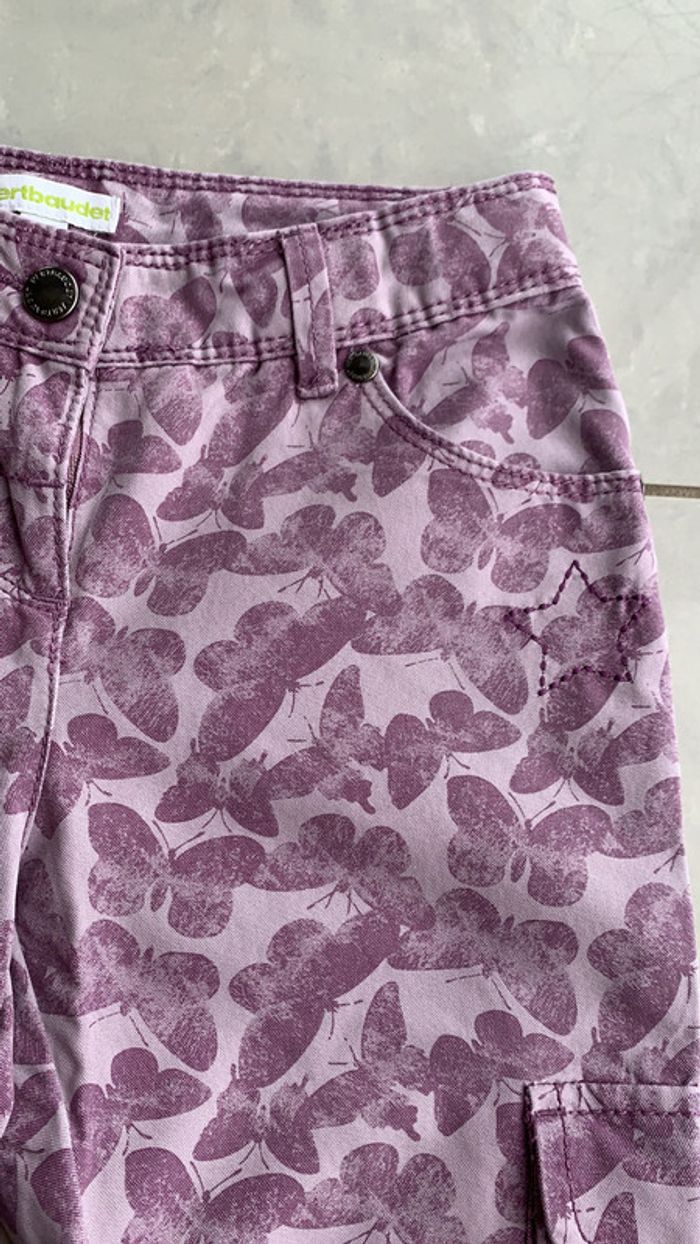 Pantalon toile violet papillons 🦋 8 ans Vertbaudet - photo numéro 2