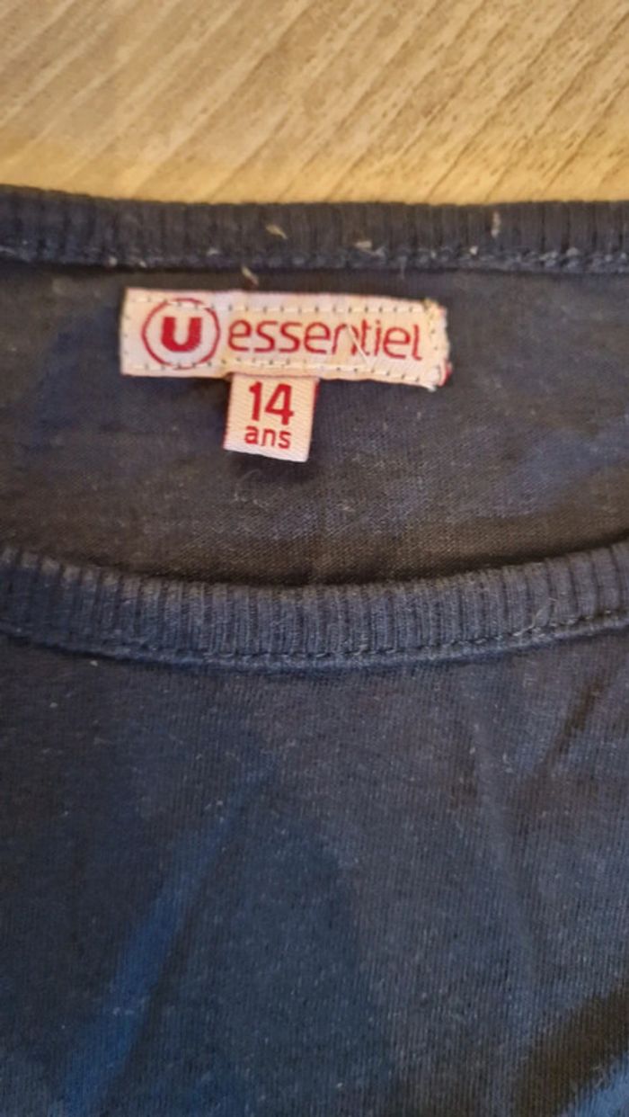 Tee shirt manches longues bleu marine Uessentiel 🤖 14 ans - photo numéro 2