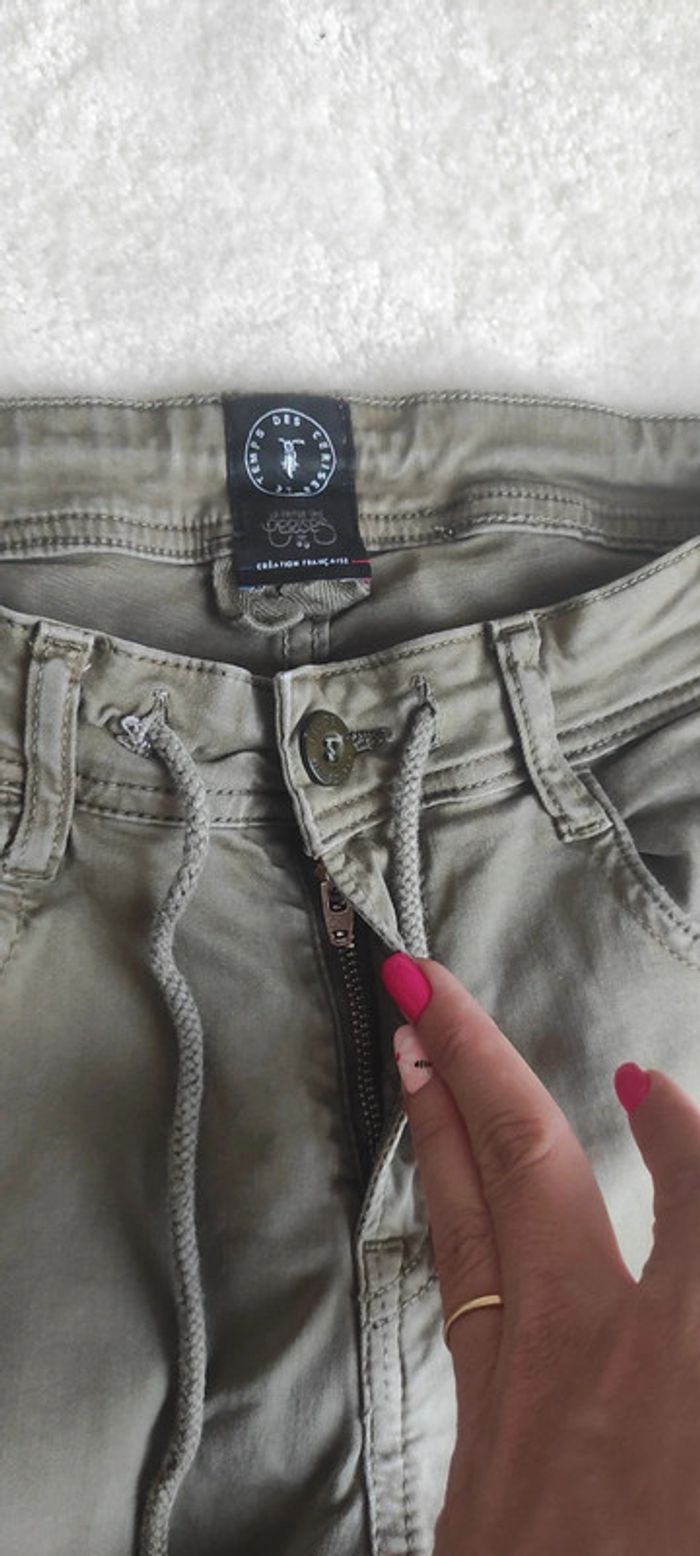 Jean Cargo kaki Le Temps des Cerises 14 ans XS coton élasthanne modèle Tobati - photo numéro 4