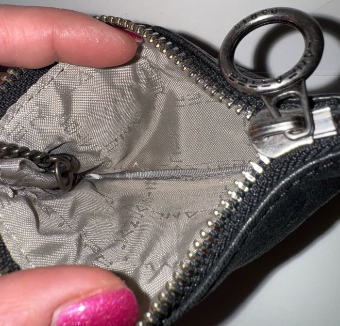 Porte monnaie noir et argenté Lancaster en cuir avec anneau - photo numéro 5