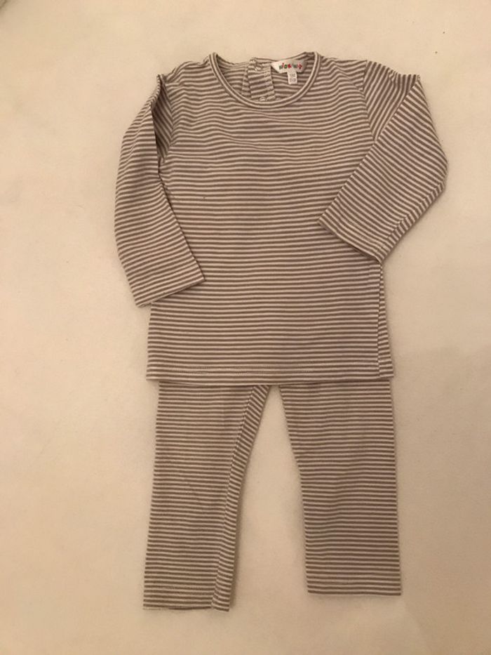 Ensemble Sous-Pull & Leeging Rayures Beige