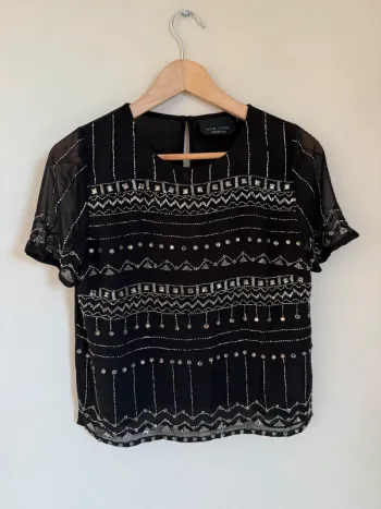 Top noir à perles New Look