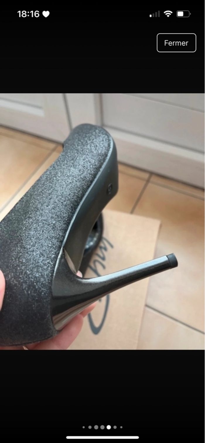 Escarpins noir à paillettes taille 38 neuf de chez Chaussea - photo numéro 6