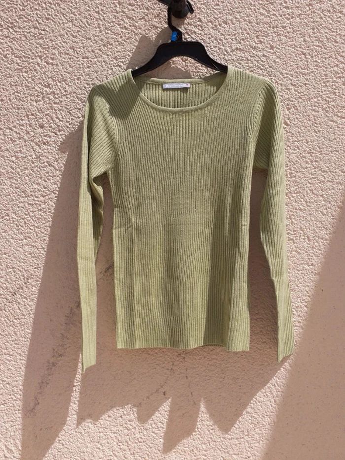 Pull en côtes vert pastel - photo numéro 4