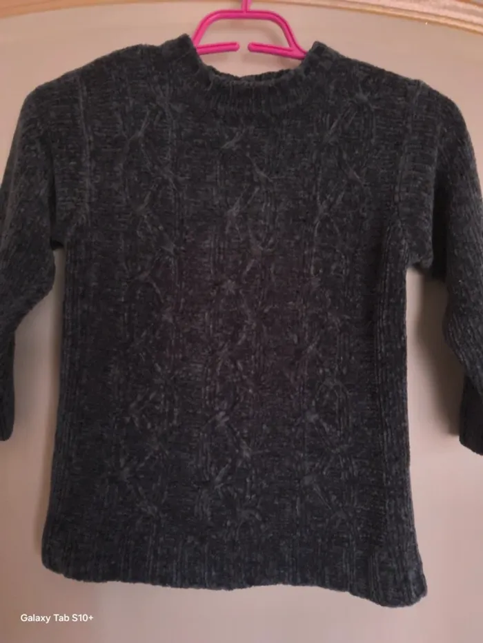 Pull Chenille gris torsadé - photo numéro 2