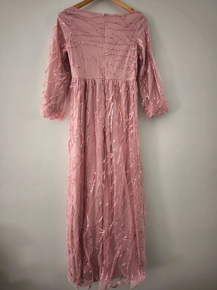 Robe longue a paillettes rose en tulle taille M neuve - photo numéro 3