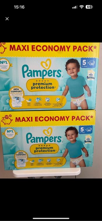 160 couches pampers premium taille 5