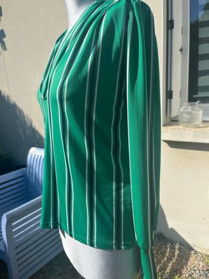 💚 Chemisier Morgan vert à rayures noires et blanches 💚 - photo numéro 5