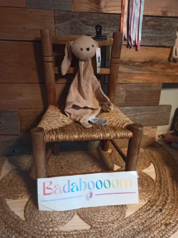 Doudou lapin beige foncé mots d'enfants neuf