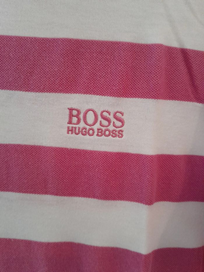 Polo, rayé rose et blanc, taille XL, Marque Hugo Boss - photo numéro 4