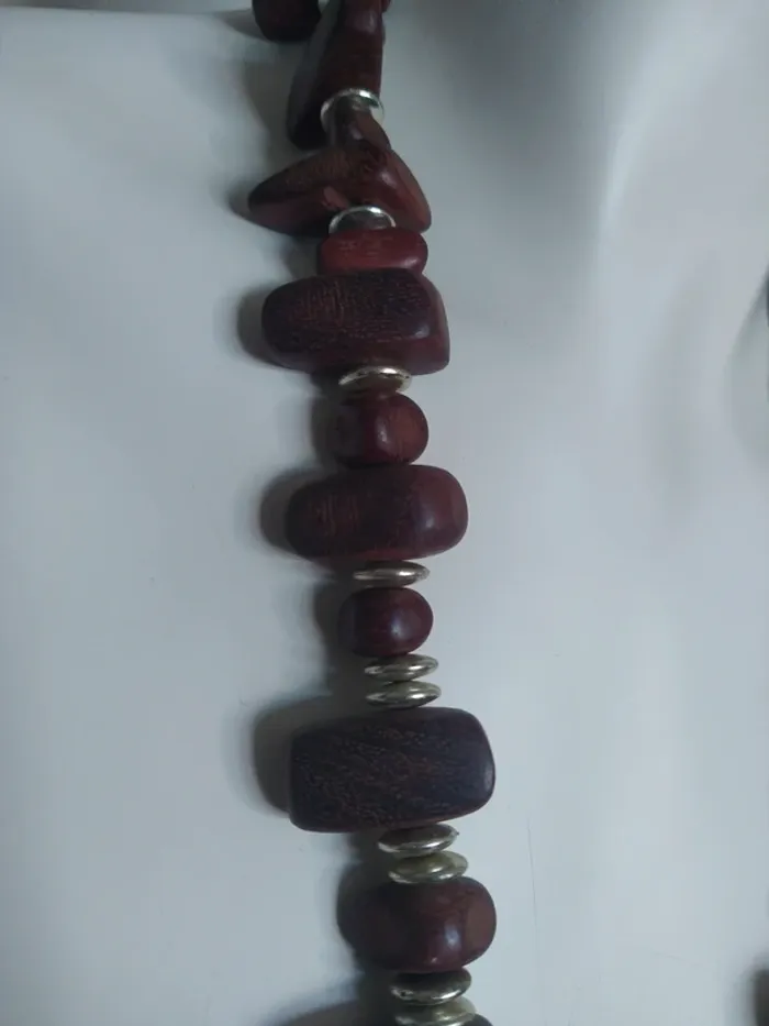 Collier necklace long sautoir bois ethnique - photo numéro 2