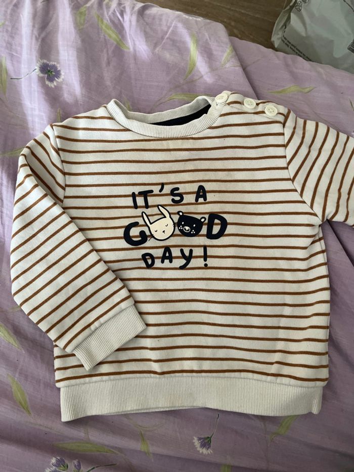 Sweat Shirt Rayé blanc/marron