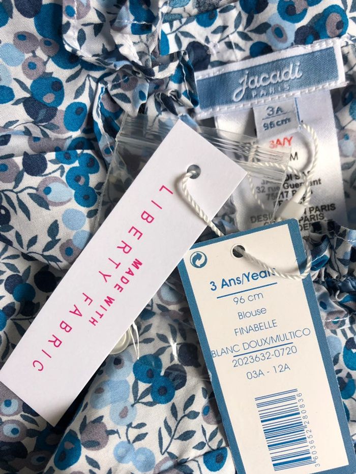 Blouse en Liberty Wiltshire bleu Jacadi T-3 ans - photo numéro 4