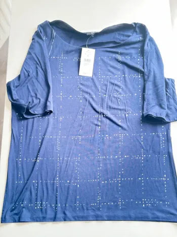 Top RIU T4 46/48 bleu marine manches mi courtes