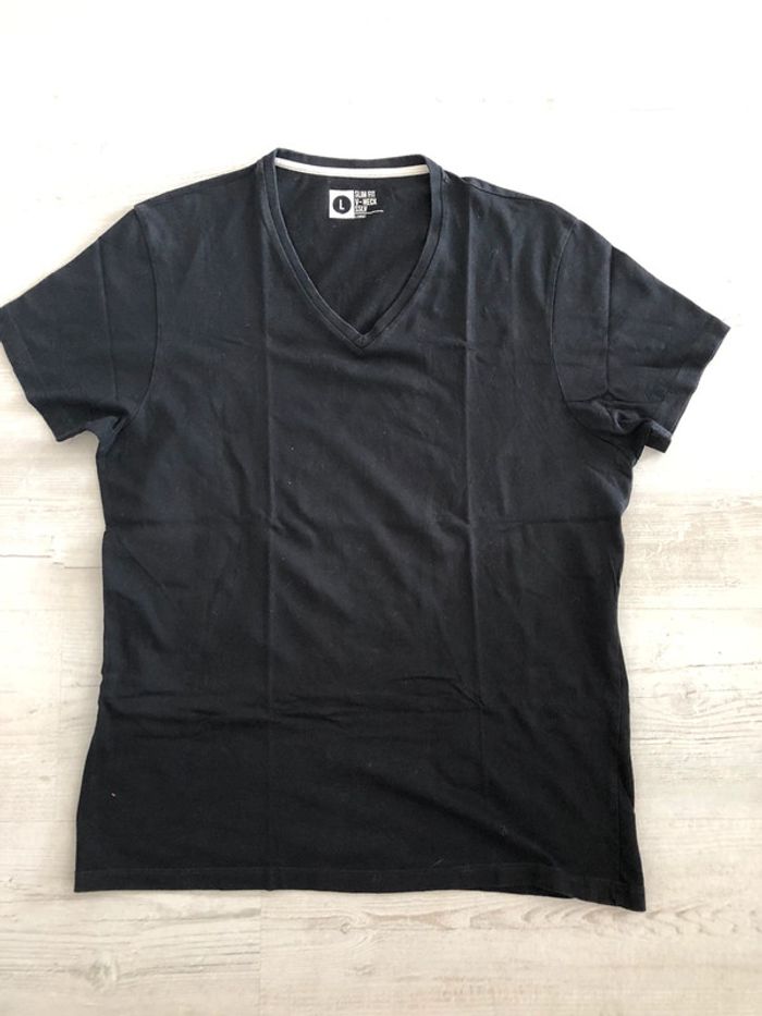 Tee-shirt homme noir « slim feat v-neck » TL