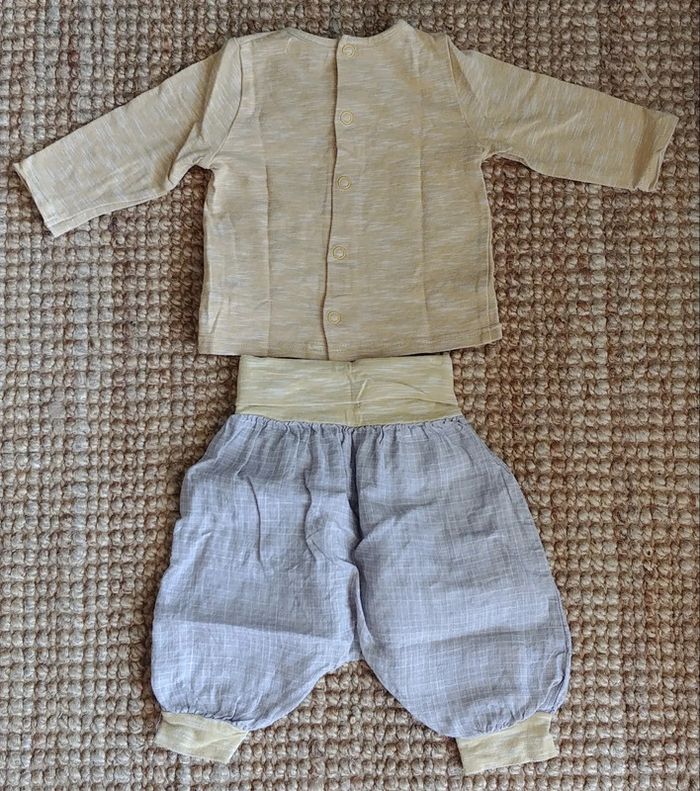 Ensemble 2 pantalons-t.shirt Moulin Roty les Papoums 3 mois - photo numéro 9